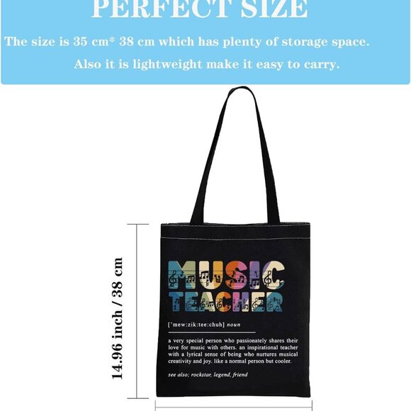 Music Teacher Tote Bag Canvas Gift for Piano Guitar Violin Appreciation - Picture 4 of 7